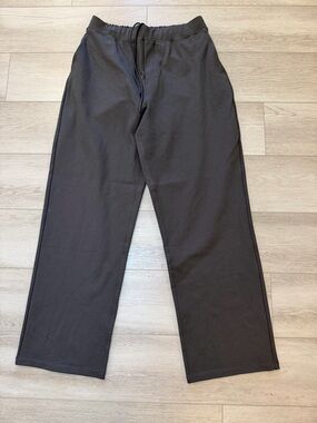 NOTHINGS SOMETHING Socrates Wide Leg Pants Mens L Dark Gray Comfort Stretch EUC